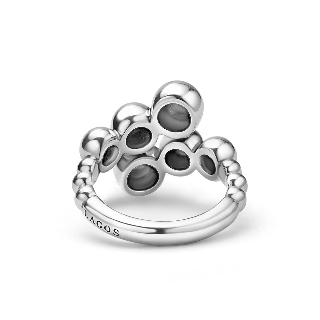 "Caviar Bubbly" Silver Beaded Cross Over Ring (7)