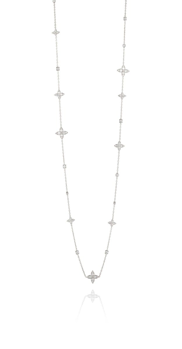 Mariani 18kt White Gold Lucilla Long Diamond Station Necklace
