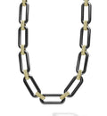 LAGOS "Signature Caviar" Black Ceramic Link Necklace in 18kt Yellow Gold