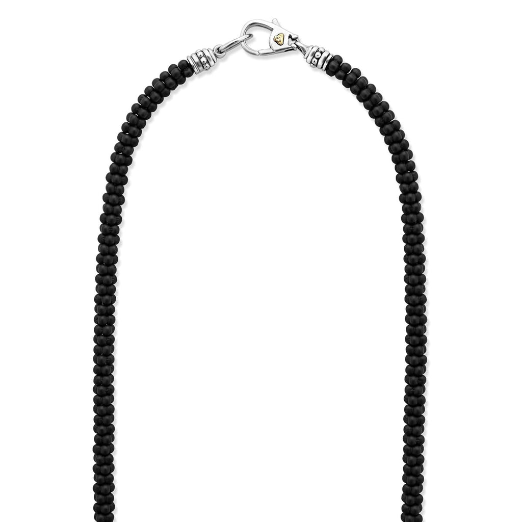"Black Caviar" Matte Black Ceramic Beaded Necklace