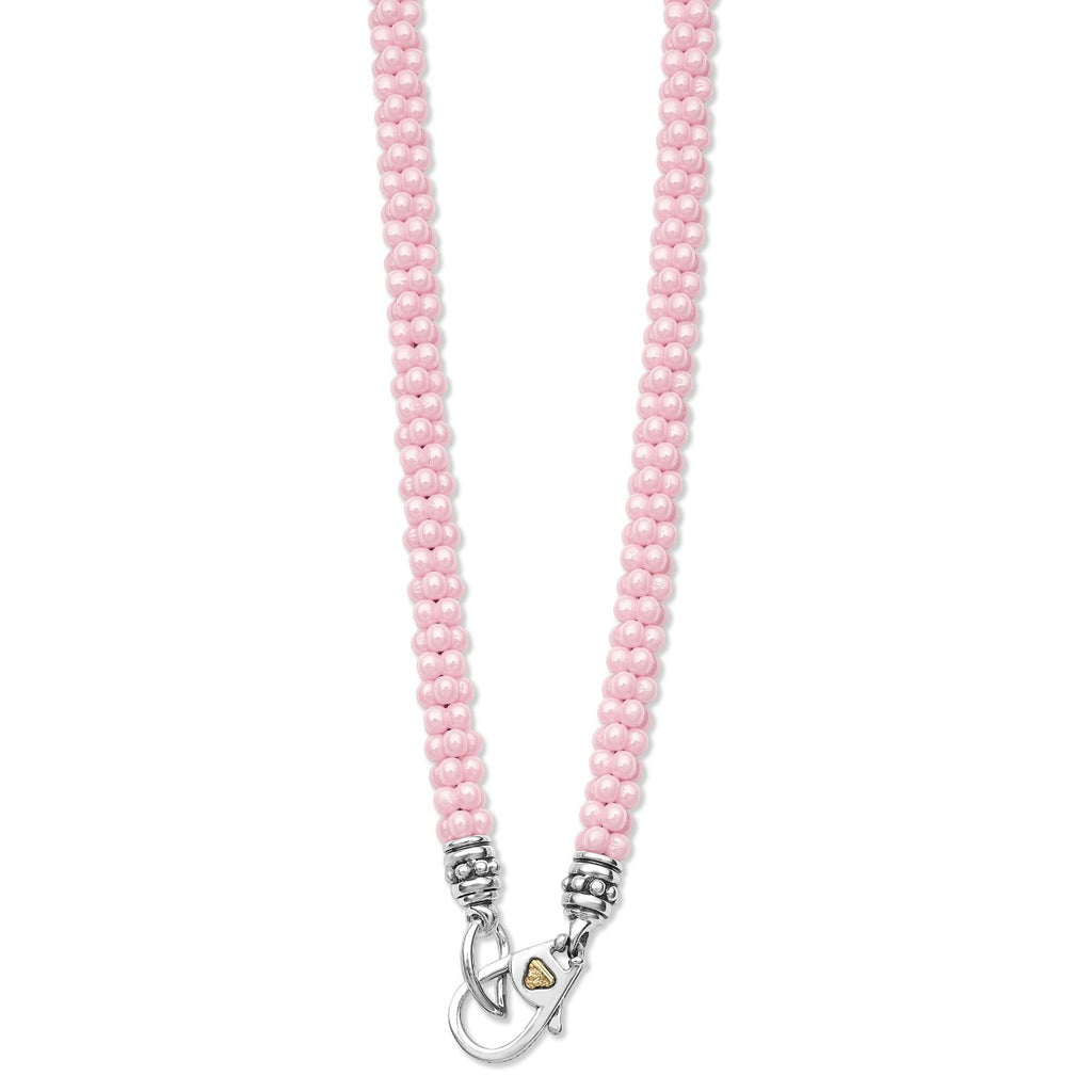"Pink Caviar" Ceramic Caviar Beaded 18" Necklace