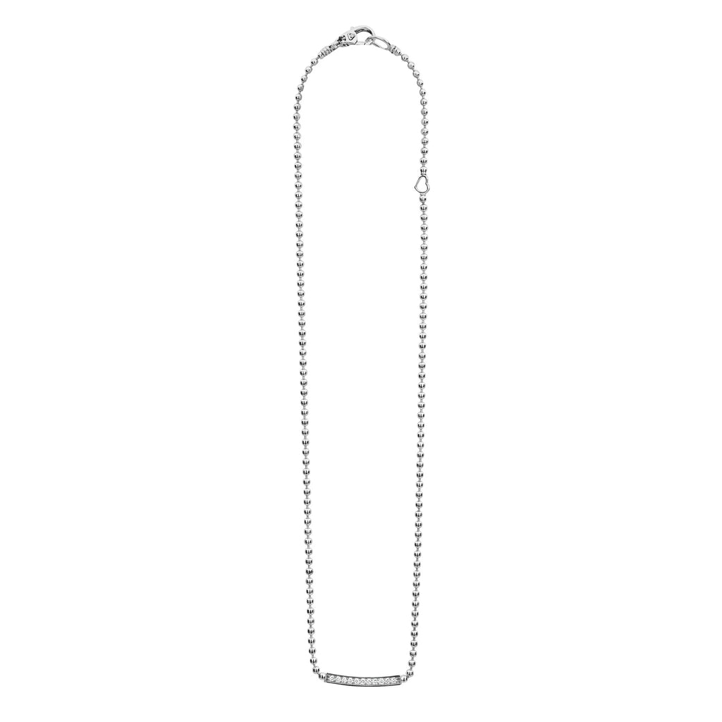 "Caviar Spark" Small Diamond Station Beaded Necklace