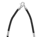 "Black Caviar" Silver Station Ceramic Beaded Necklace, 16"