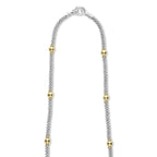 "Signature Caviar" 18kt Gold Station Necklace, 16"