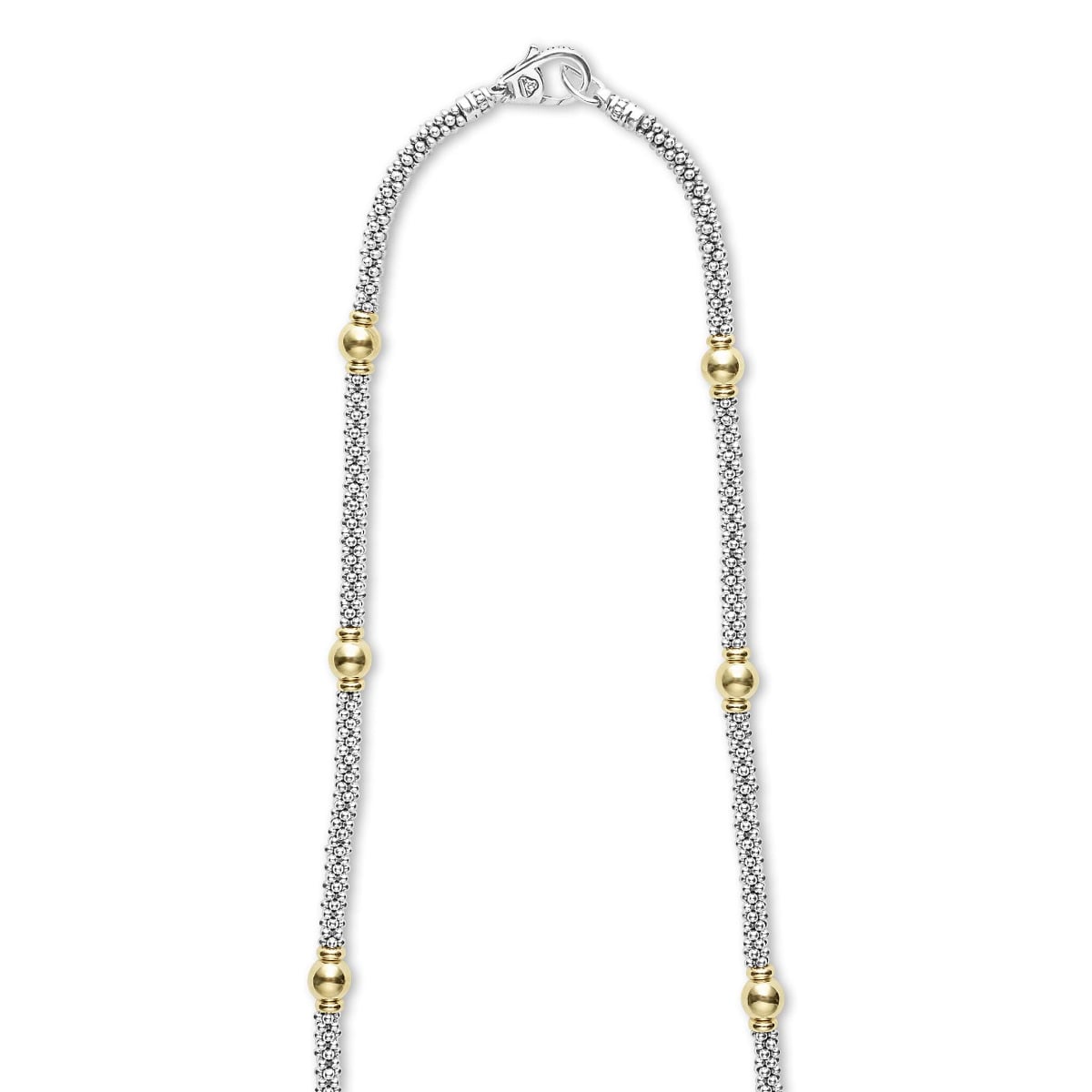 "Signature Caviar" 18kt Gold Station Necklace, 16"