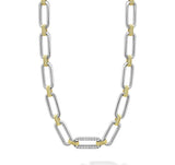 LAGOS "Signature Caviar" Two-Tone Link Single Station Diamond Necklace