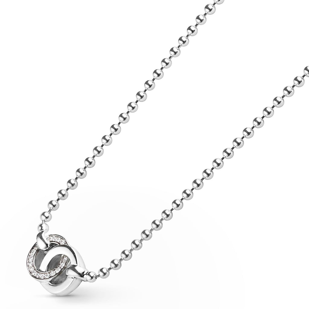 "Signature Caviar" Silver Interlocking Diamond Necklace