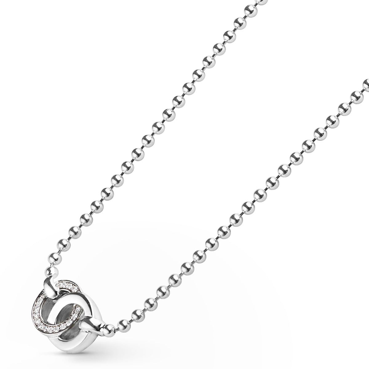 "Signature Caviar" Silver Interlocking Diamond Necklace