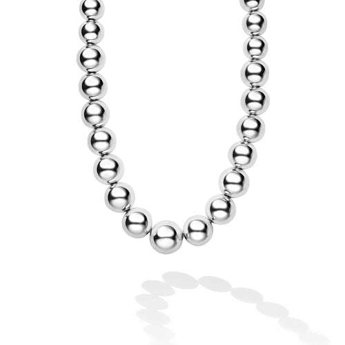 "Caviar Bubbly" Silver Graduated Bead Necklace