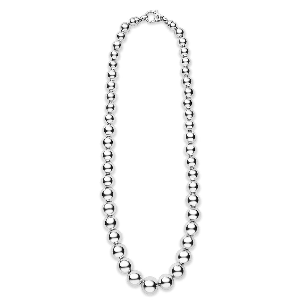 "Caviar Bubbly" Silver Graduated Bead Necklace
