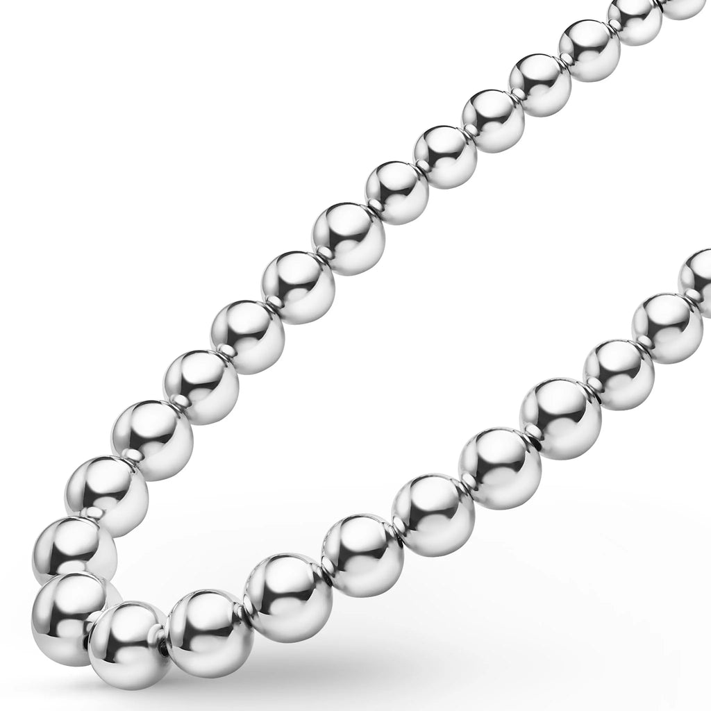 "Caviar Bubbly" Silver Graduated Bead Necklace