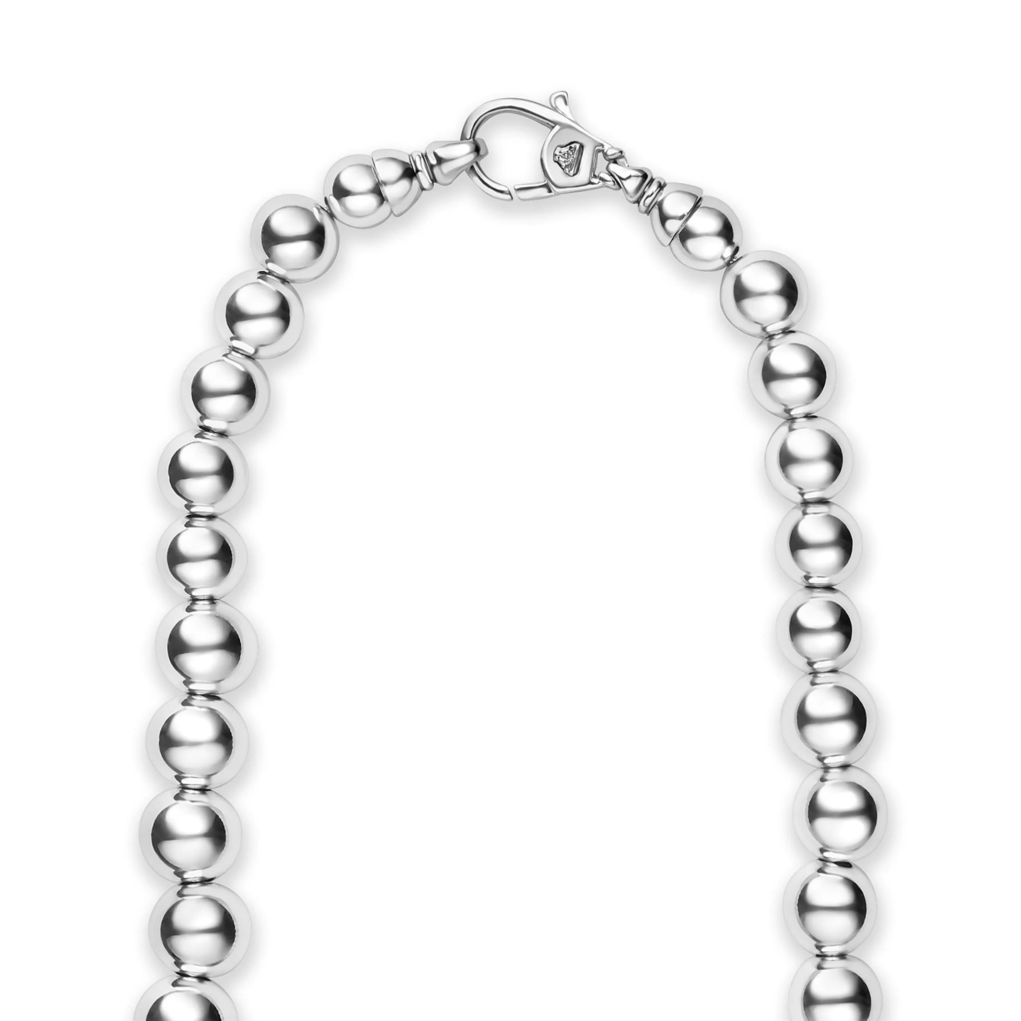 "Caviar Bubbly" Silver Graduated Bead Necklace