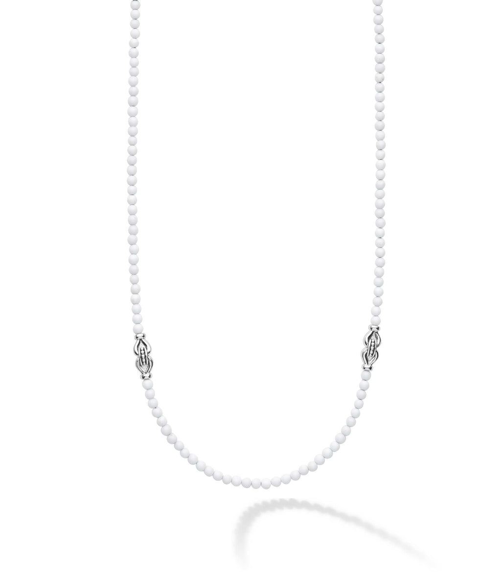 "Signature Caviar" White Agate & Sterling Silver Station 18" Necklace