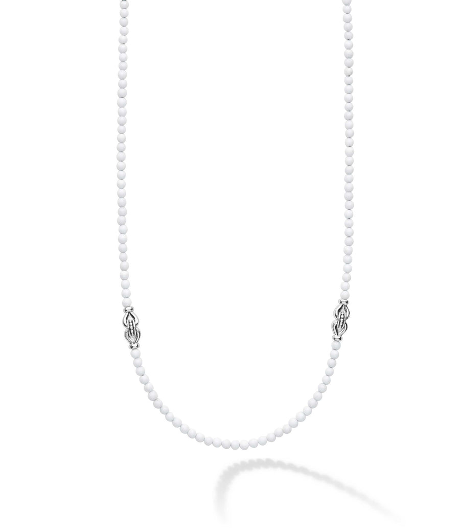 "Signature Caviar" White Agate & Sterling Silver Station Necklace
