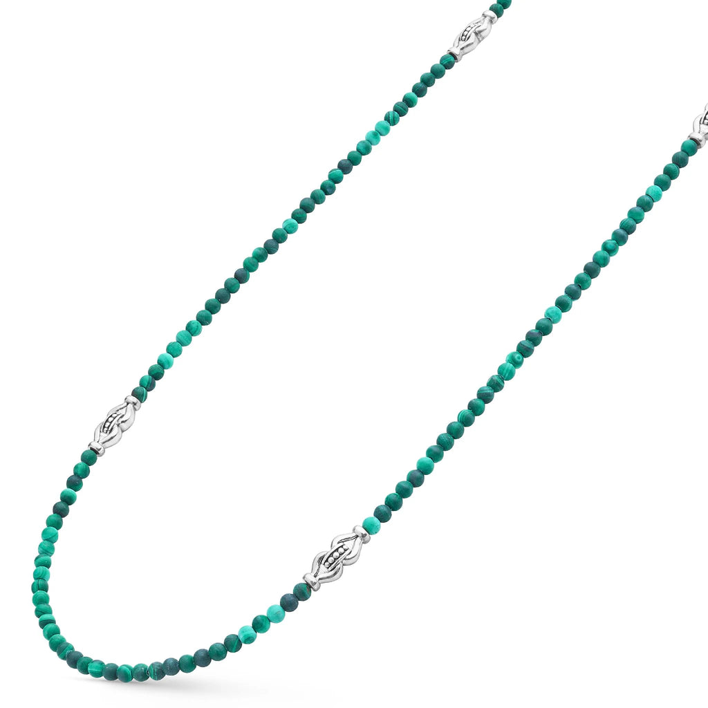 "Signature Caviar" Malachite  & Sterling Silver Station 18" Necklace