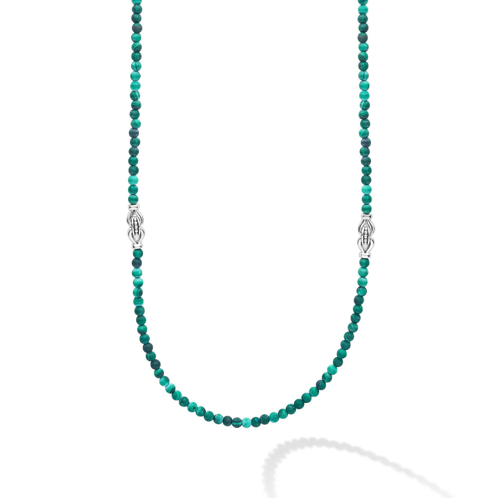 "Signature Caviar" Malachite  & Sterling Silver Station 18" Necklace