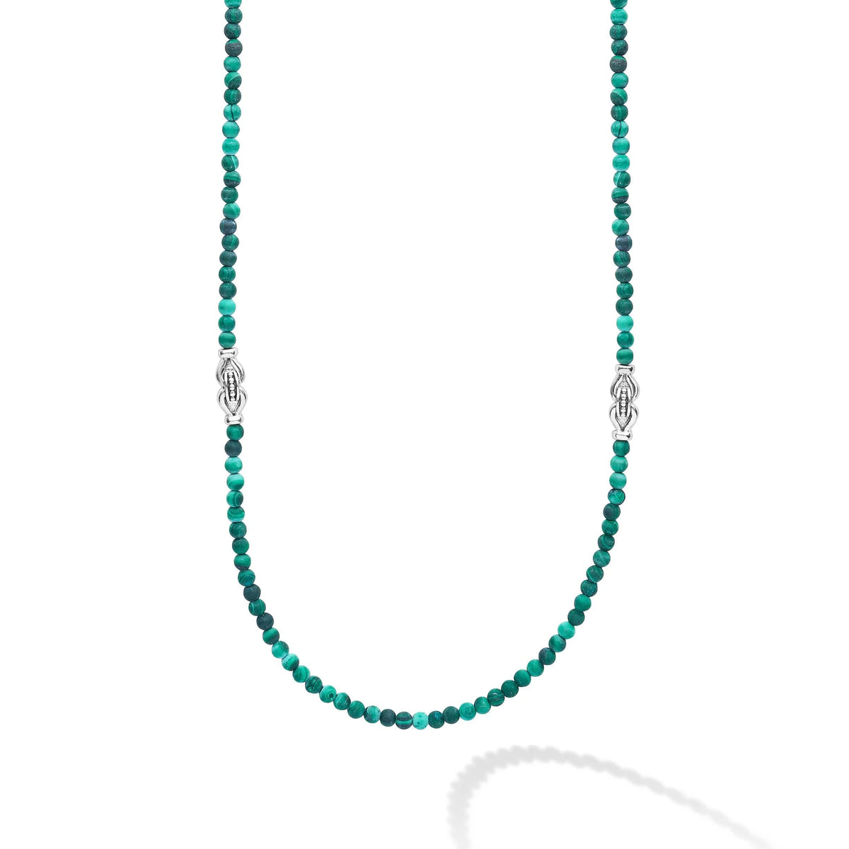 "Signature Caviar" Malachite  & Sterling Silver Station 18" Necklace
