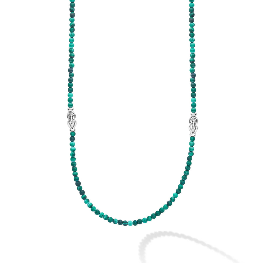 "Signature Caviar" Malachite  & Sterling Silver Station 18" Necklace
