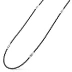 "Signature Caviar" Black Agate  & Sterling Silver Station 18" Necklace