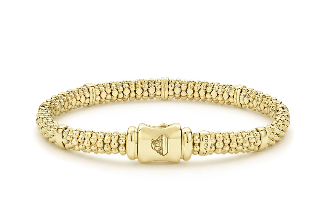"Caviar Gold" Station 6mm Caviar Bracelet in 18kt Yellow Gold (7)