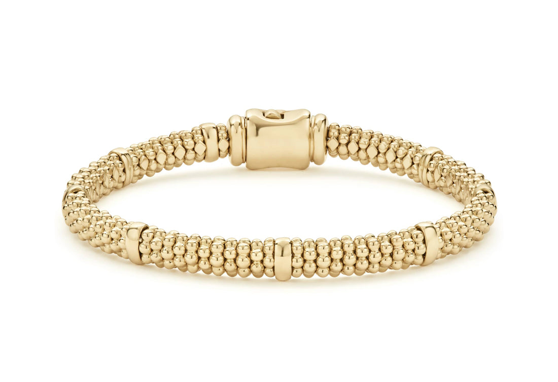 LAGOS "Caviar Gold" Station 6mm Caviar Bracelet in 18kt Yellow Gold