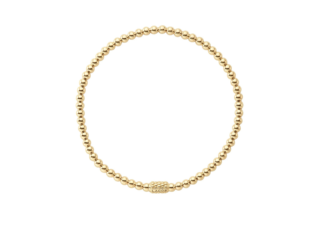 LAGOS "Caviar Gold" 3mm Bead Bracelet in 18kt Yellow Gold