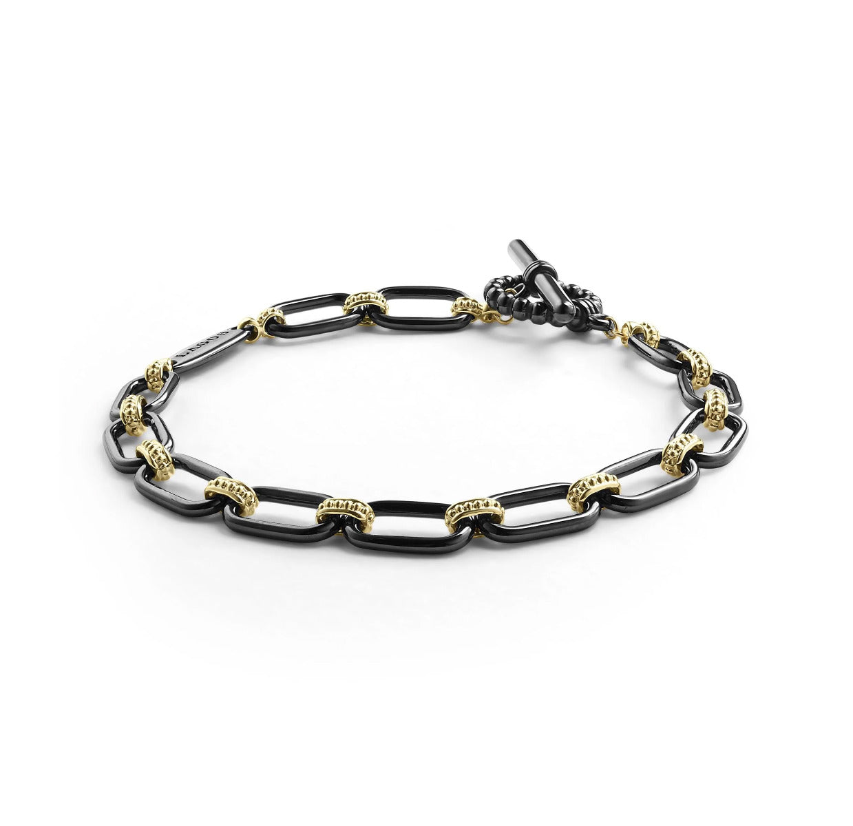 "Signature Caviar" 18kt Gold and Black Ceramic Link Bracelet (7)