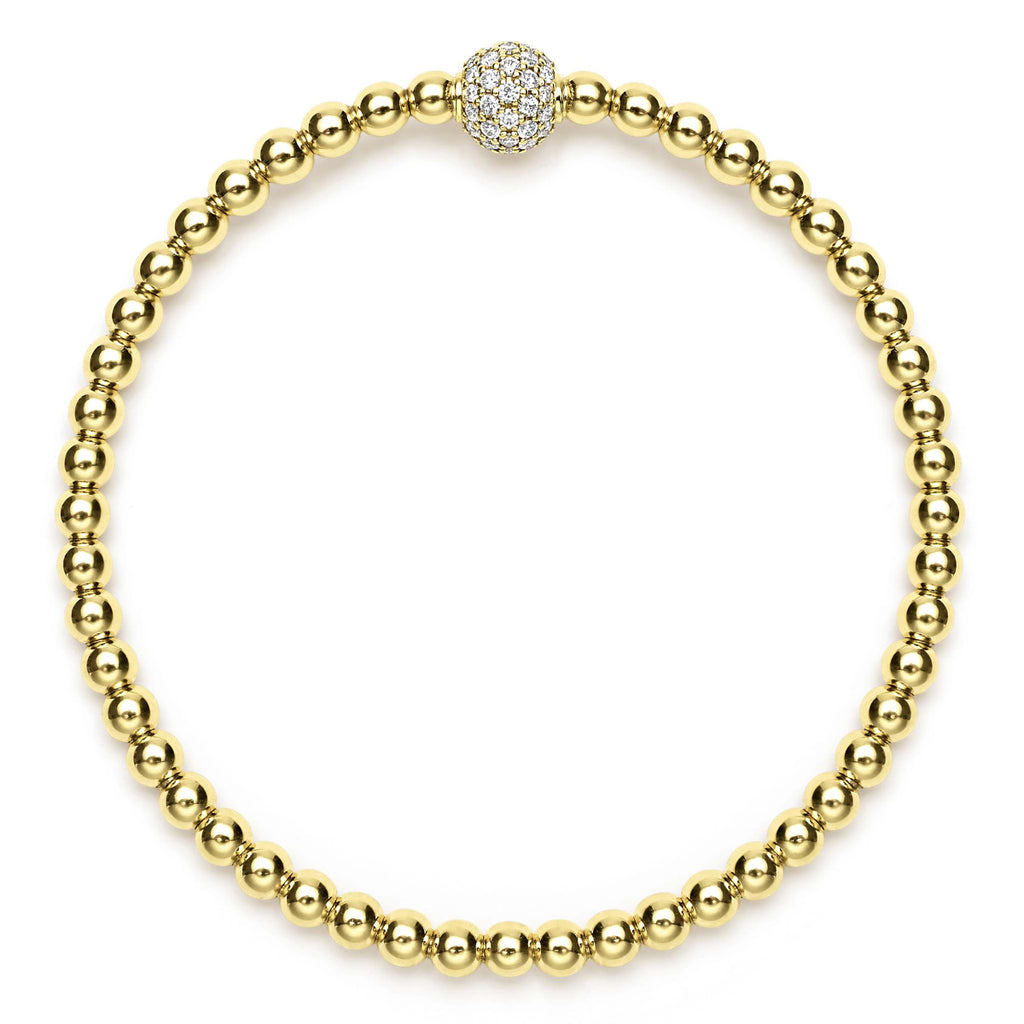 "Caviar Gold" Gold and Diamond Bead Bracelet (7)