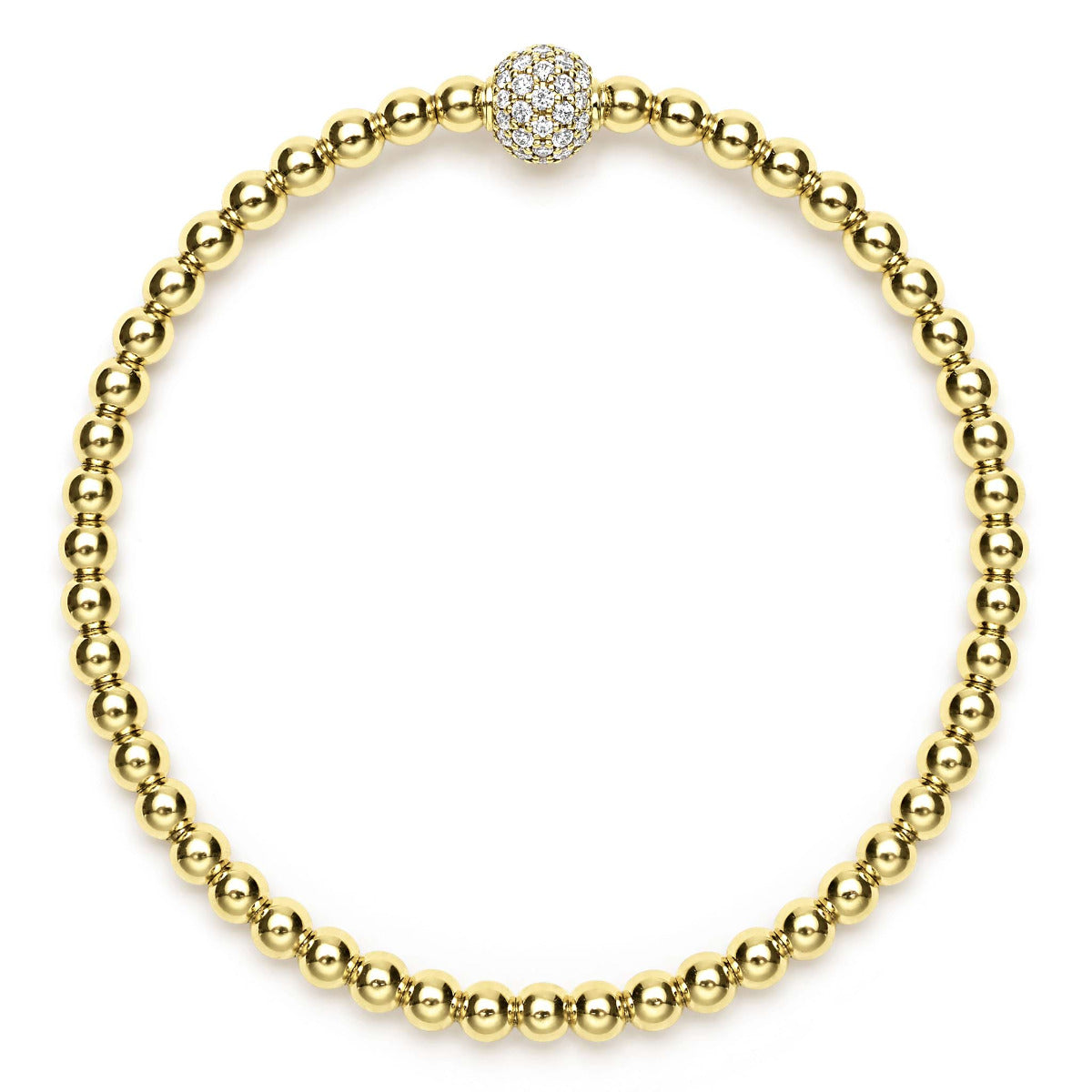 "Caviar Gold" Gold and Diamond Bead Bracelet (7)