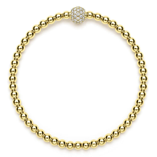 "Caviar Gold" Gold and Diamond Bead Bracelet (7)