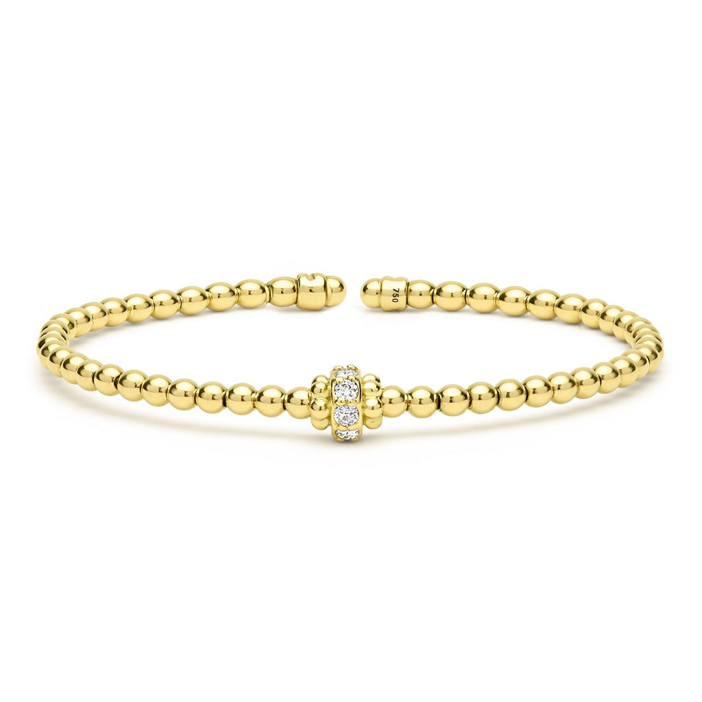 LAGOS "Caviar Gold" Beaded Diamond Rondelle Cuff Bracelet (7)
