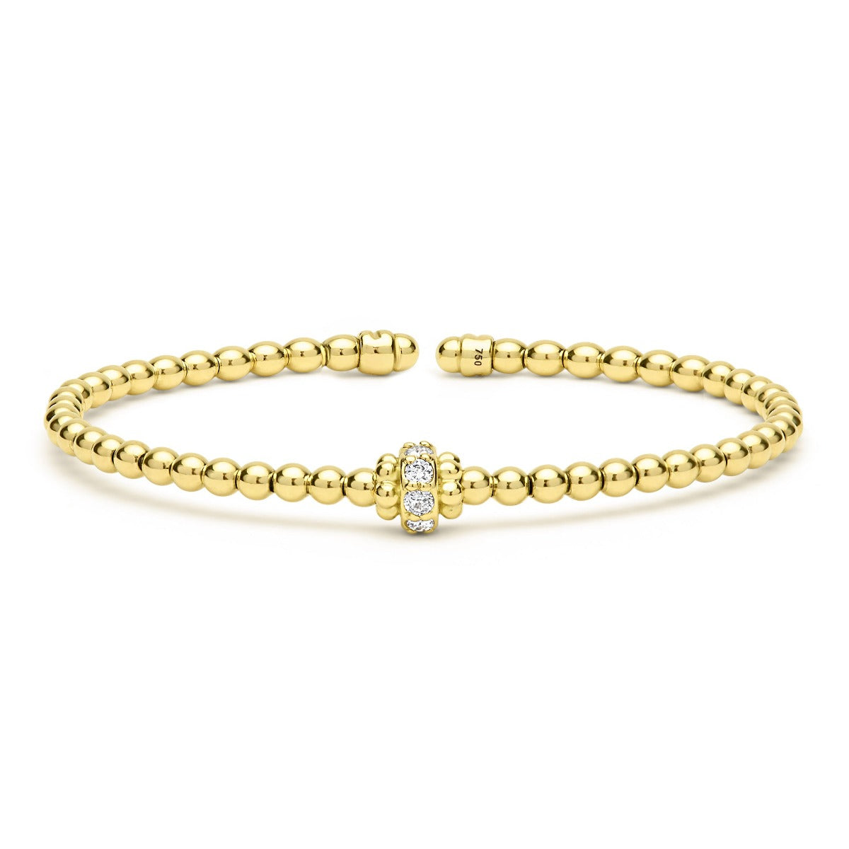 LAGOS "Caviar Gold" Beaded Diamond Rondelle Cuff Bracelet (7)