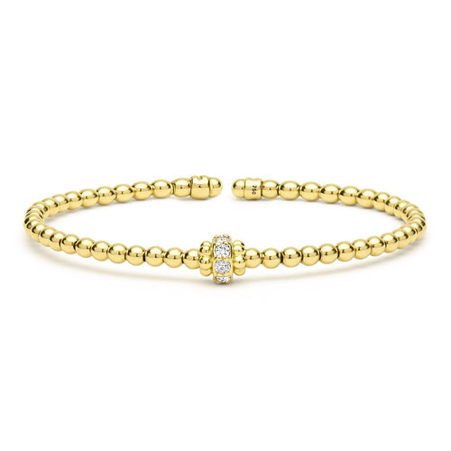 LAGOS "Caviar Gold" Beaded Diamond Rondelle Cuff Bracelet (7)