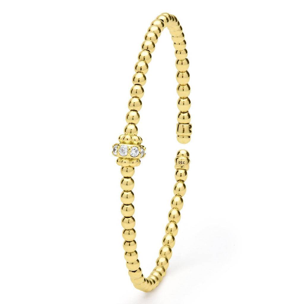 "Caviar Gold" Beaded Diamond Rondelle Cuff Bracelet (7)