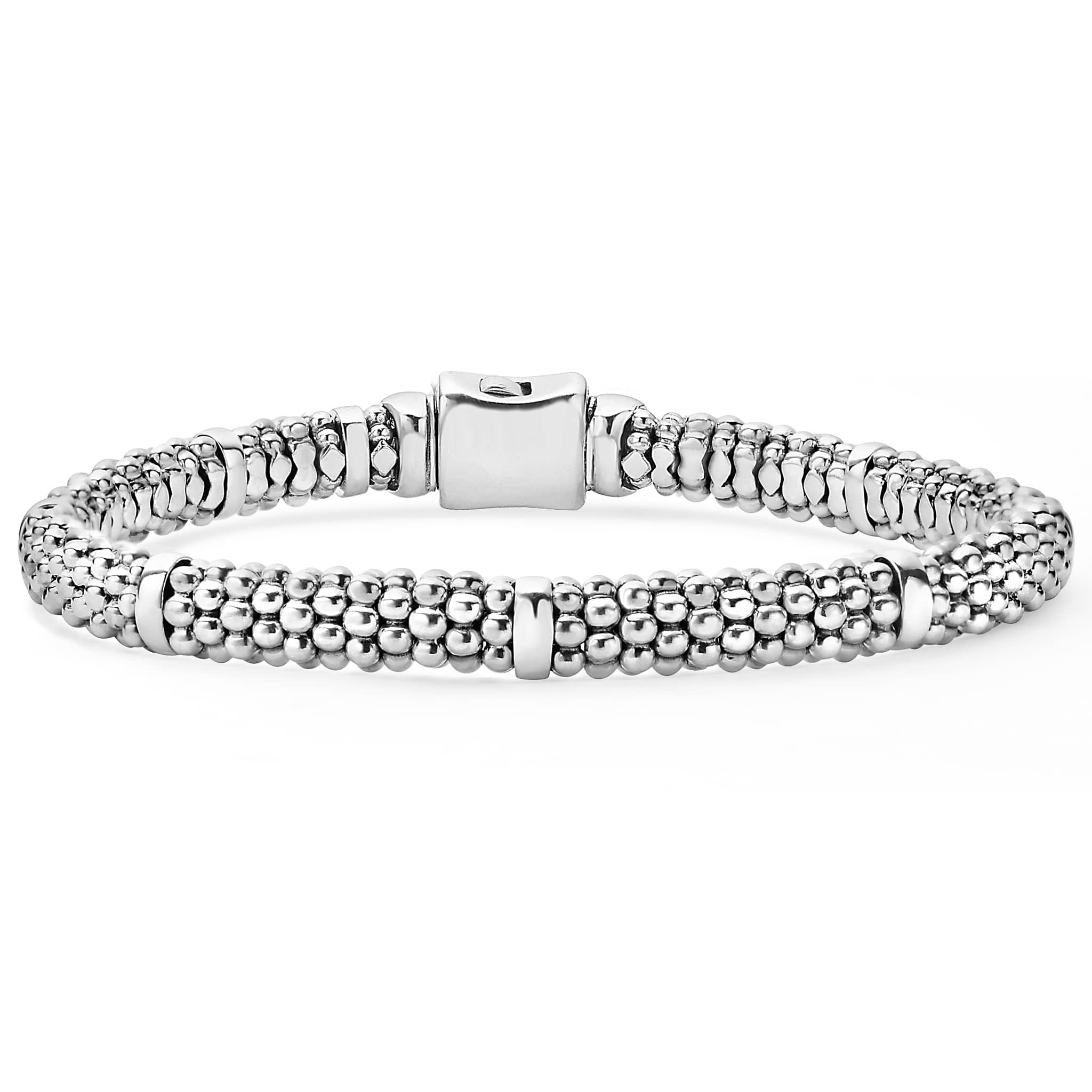 "Signature Caviar" Beaded Bracelet With 7 Smooth Stations (7)
