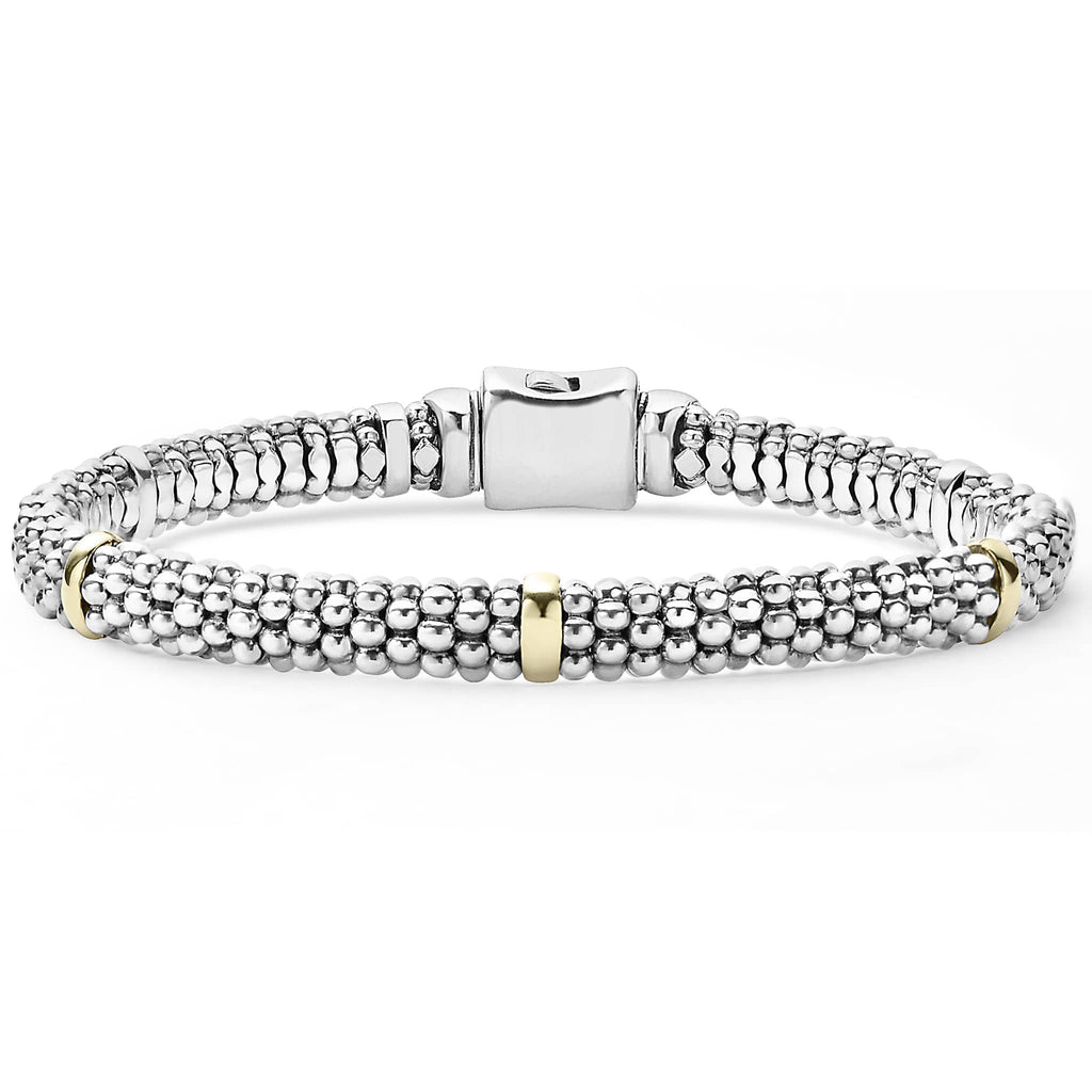 "Signature Caviar" Beaded Bracelet with 5 Gold Stations (7)