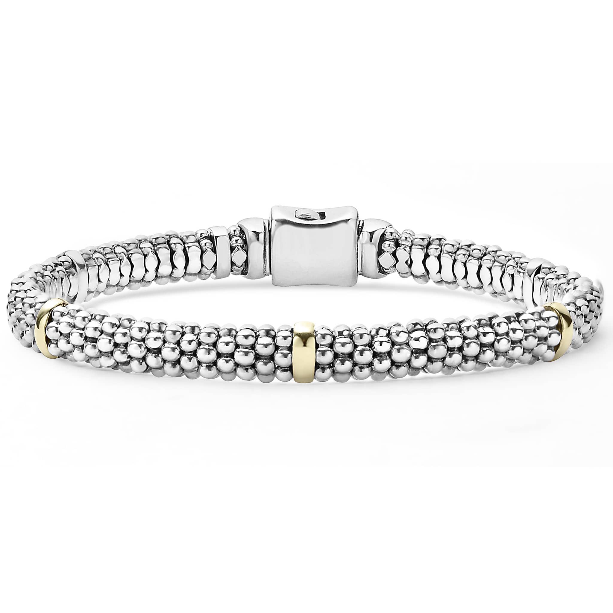 "Signature Caviar" Beaded Bracelet with 5 Gold Stations (7)