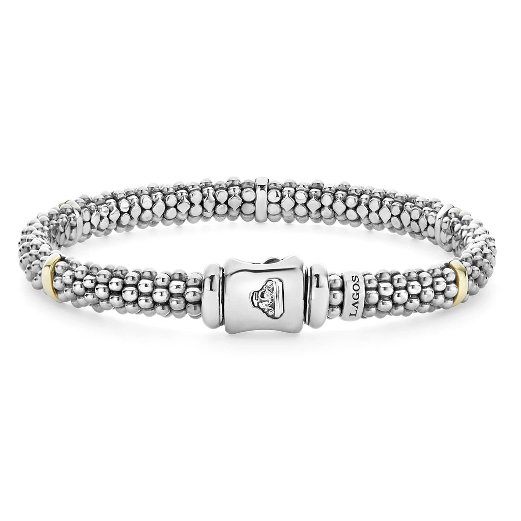 "Signature Caviar" Beaded Bracelet with 5 Gold Stations (7)