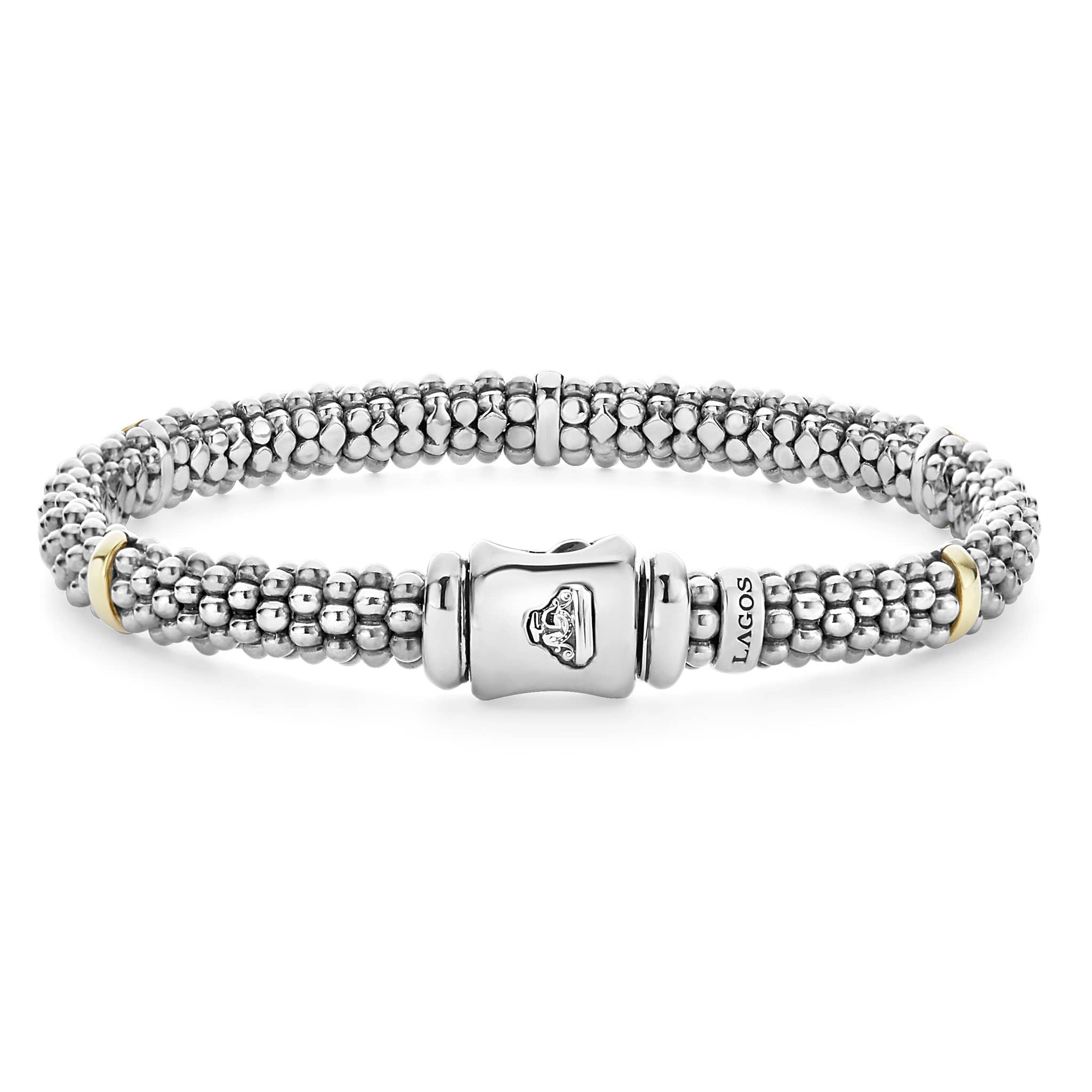 "Signature Caviar" Beaded Bracelet with 5 Gold Stations (7)