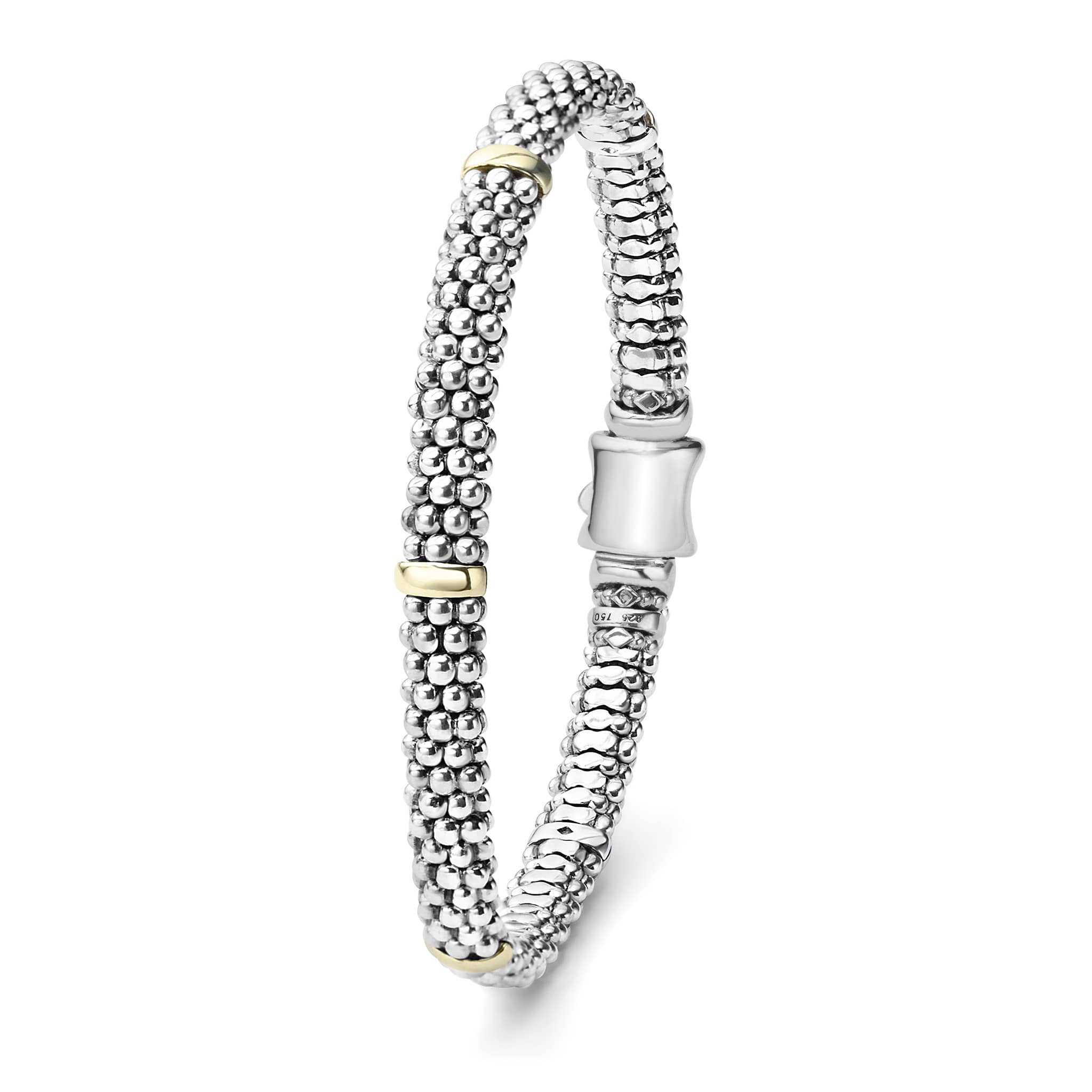 "Signature Caviar" Beaded Bracelet with 5 Gold Stations (7)