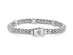 "Embrace" Beaded X Bracelet with 3 Gold Stations (7)