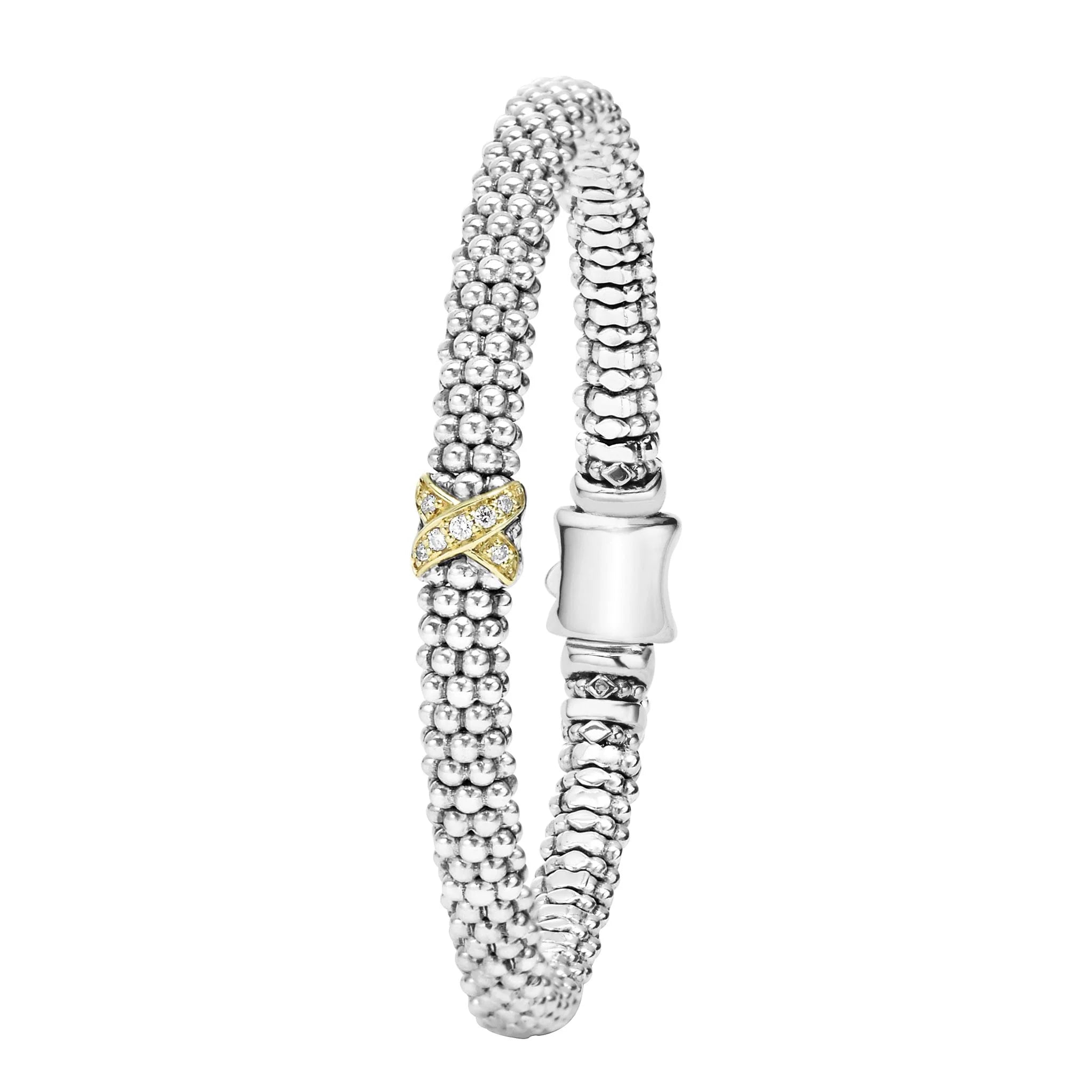 "Embrace" Single Station X Two-Tone Diamond Bracelet