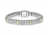 LAGOS "Signature Caviar" Beaded Bracelet with 6 Gold Stations