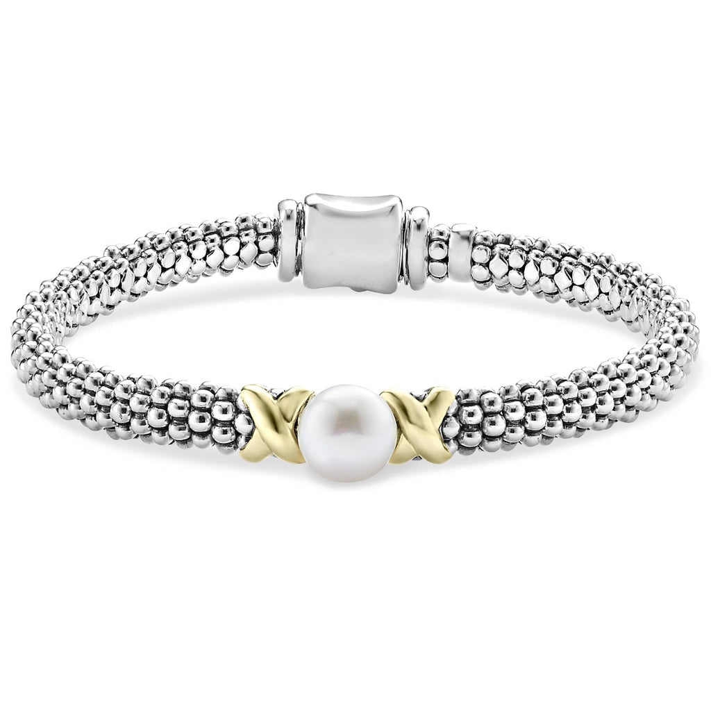 LAGOS "Luna" Two-Tone X Pearl Caviar Bracelet (7)