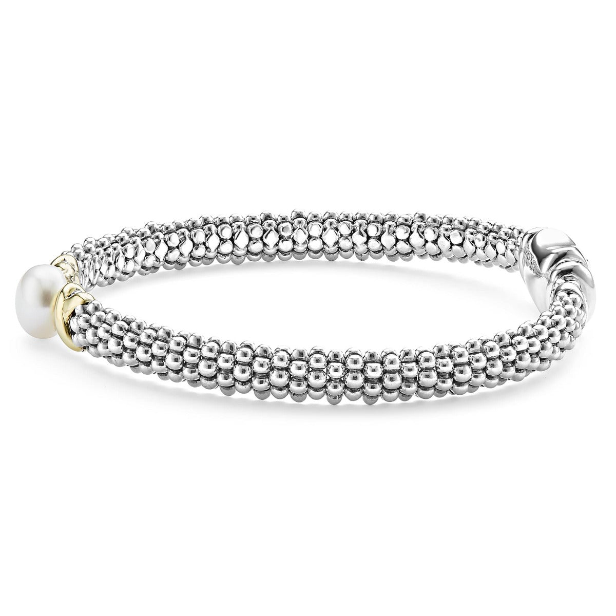 "Luna" Two-Tone X Pearl Caviar Bracelet (7)