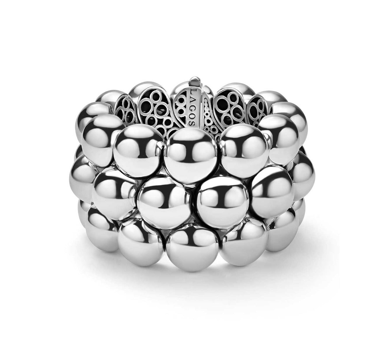 LAGOS "Caviar Bubbly" Silver Statement Bracelet (7)