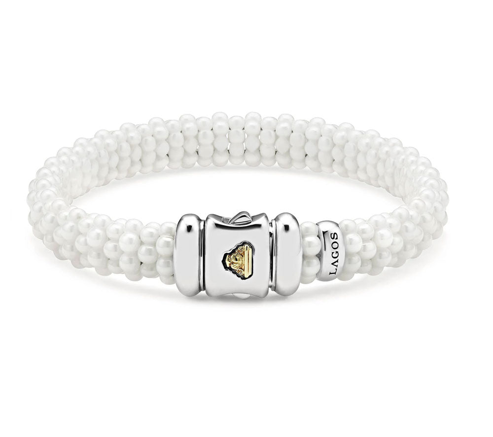 "White Caviar" Ceramic Beaded Bracelet