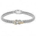 LAGOS "Newport" Two Tone Knot Diamond Caviar Bracelet, Size 7
