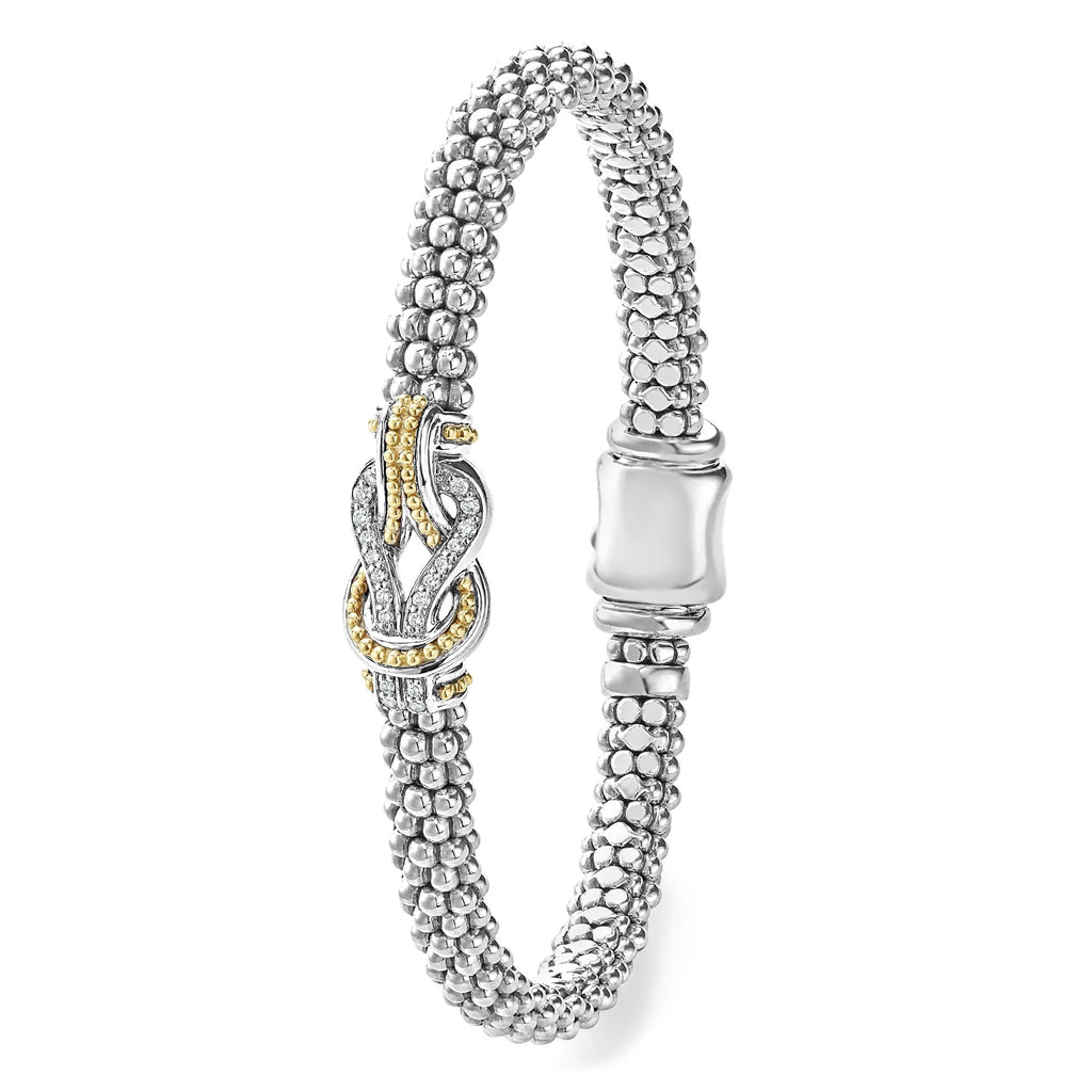 "Newport" Two-Tone Knot Diamond Caviar Bracelet (7)