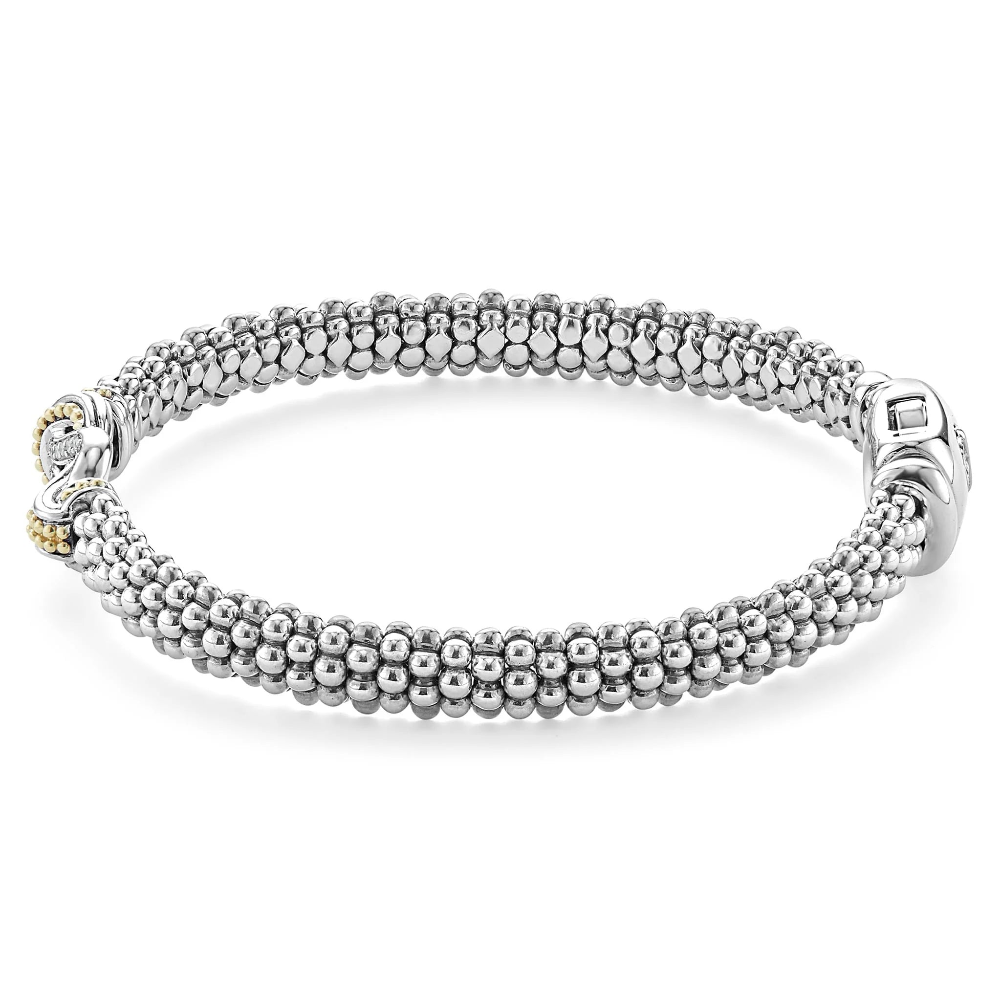 "Newport" Two-Tone Knot Diamond Caviar Bracelet (7)